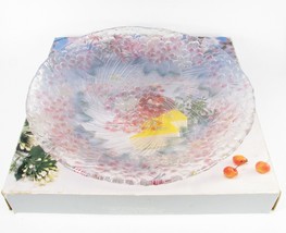 Nat&#39;l Housewares Embossed Blossom Shower 16&quot; Round Glass Serving Platter Tray - £32.22 GBP