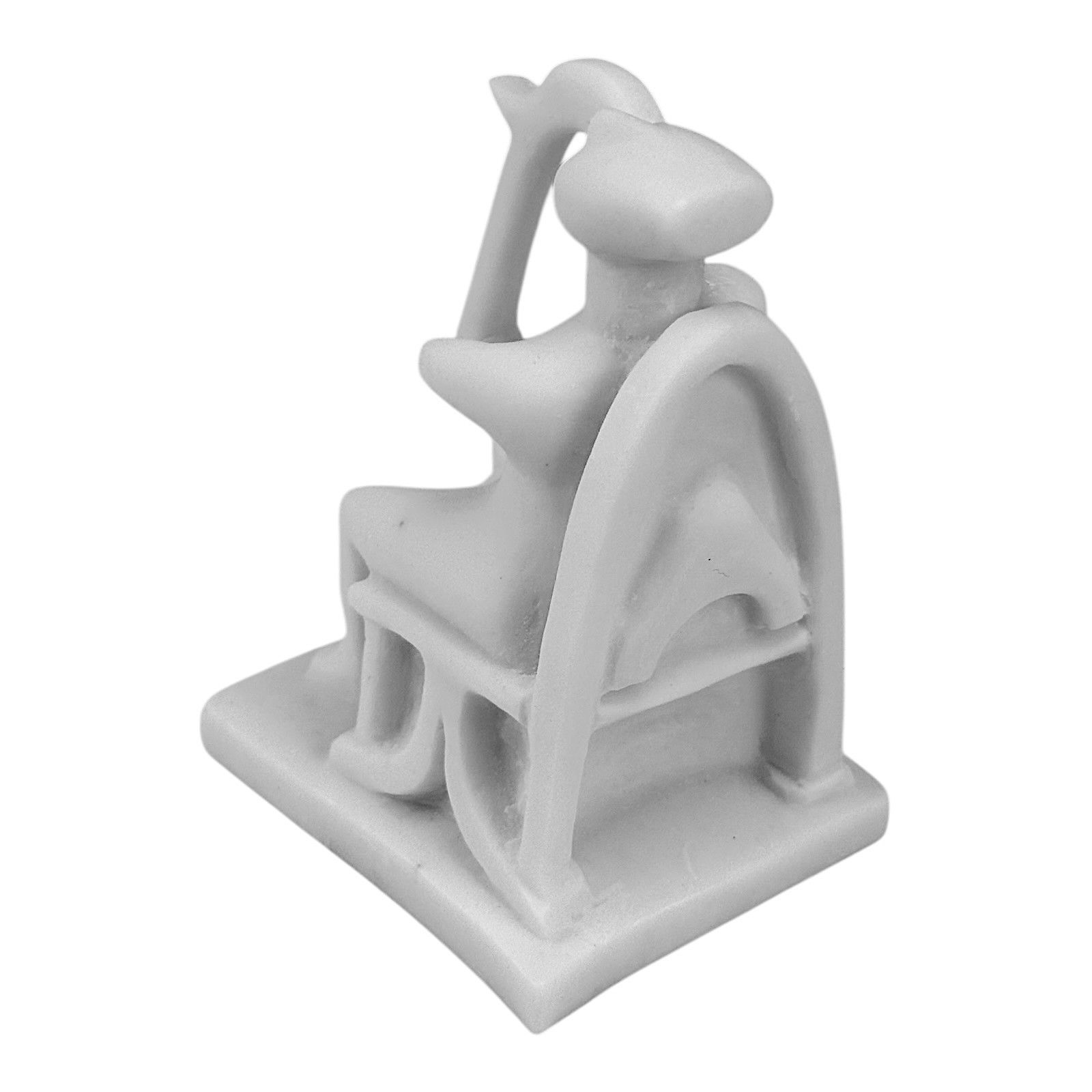 Small Cycladic Harp Player Musician Figure idol Greek Cast Alabaster Sculpture Item image 4