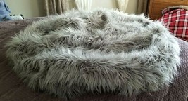 Pottery Barn Teen Faux Fur Large 41&quot; Diam. HIMALAYAN Beanbag Slip Cover Grey NEW - £71.31 GBP