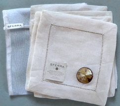 Sferra Cocktail Napkins Embroidered Beach Sand Dollar 6 PC. Hemstitched ... - $34.55