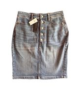 NWT Banana Republic Skirt Womens 4 Blue Denim Button Front Pockets Jean - $24.69
