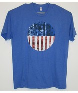 American Apparel Blue Flag Print Patriotic USA Single Stitch Shirt Men&#39;s... - £21.46 GBP