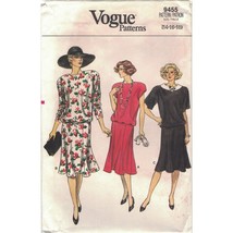 Vogue 9455 Blouson Bodice 1980s Dress Pattern Shoulder Pads Misses Size ... - $14.69