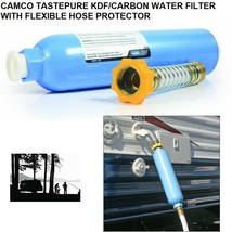 Camco Tastepure KDF/CARBON Water Filter W/FLEXIBLE Hose Protector Large Capacity - £24.34 GBP