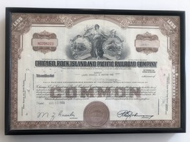 Framed Chicago, Rock Island and Pacific Railroad Company Stock Certificate  - £31.38 GBP