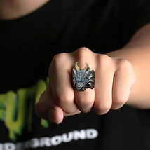Men&#39;s Thai Silver Personalized Domineering Dragon Open Ring - £7.79 GBP+