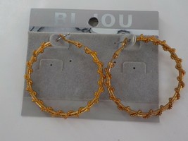 BIJOU HOOP EARRING GOLD ROPE FASHION JEWELRY STATEMENT STUNNING LEVER BACK - $16.99