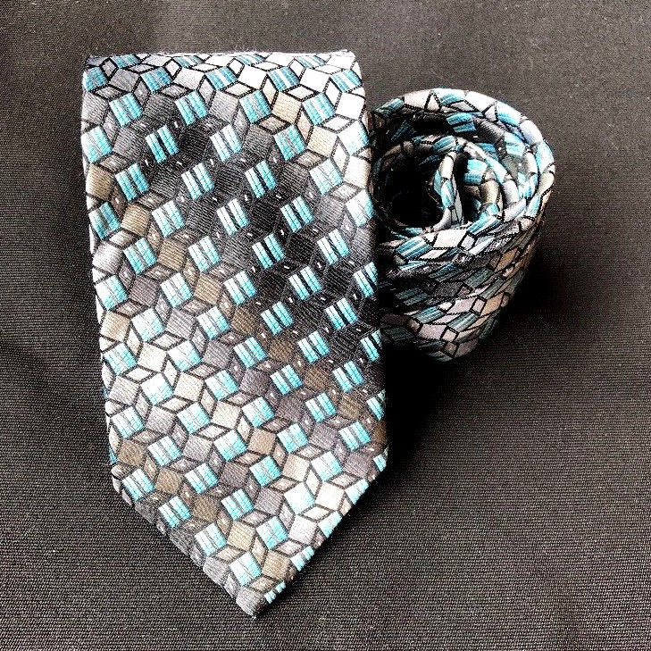 Primary image for Pronto-Uomo Couture Gradient Geometric Silk Dress Necktie Italy Classic Style