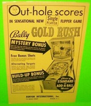Gold Rush Pinball FLYER 1966 Original Game Promo Artwork Vintage Retro - £25.14 GBP
