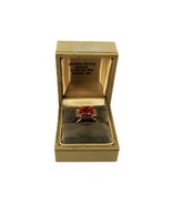 Gold Tone Cocktail Ring, Ruby Red Gemstone, Size 4.5, Presentation Case,... - $14.65