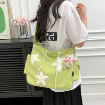 Cute Star Shoulder Bag Corduroy Tote Bag Star Bag For Women Vintage Shopping Bag - £18.21 GBP