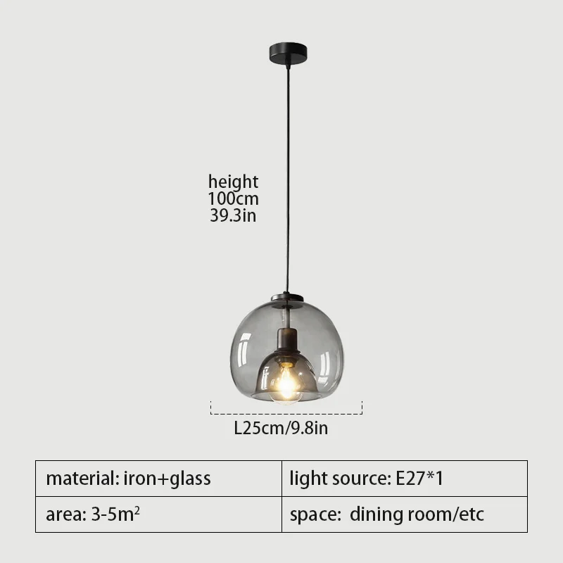  Lamp For Dining Room Bar Kitchen Home Decor Lighting Gl Ball E27 Led Chandelier - £147.32 GBP