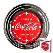 Coca-Cola Clock w/ Chrome Finish Delicious Style 12 inch - £28.31 GBP