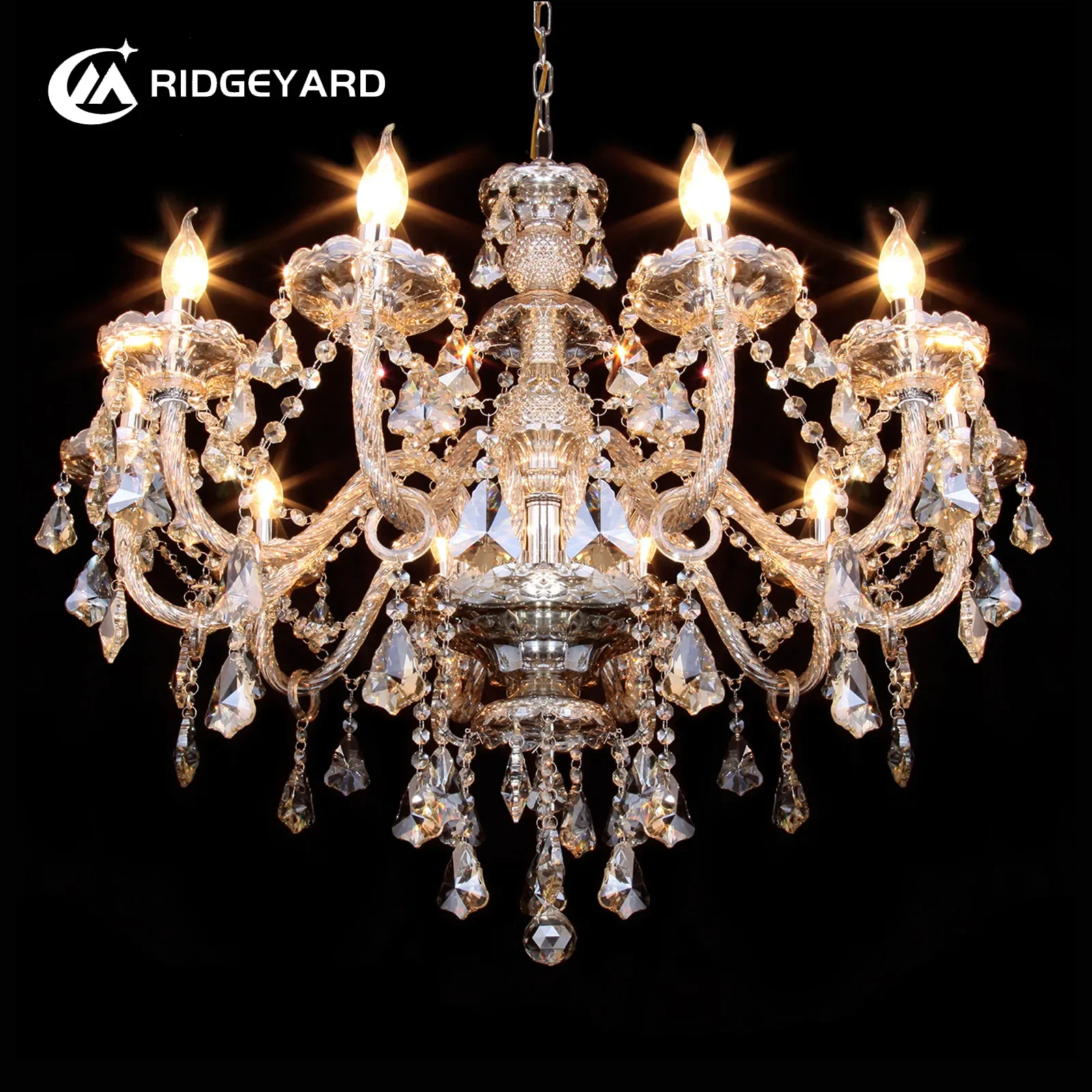 Ridgeyard 4/6/8/10/15 Arms Crystal Chandelier Pendant Light Luxury Lamp Dining - £59.37 GBP+