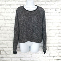 Fabletics Sweater Womens XL Gray Black Marled Keeva Crop Long Sleeve Pullover - £15.74 GBP