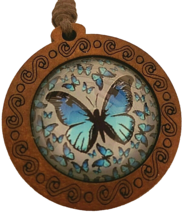 Butterfly Pendant Wood Necklace With Adjustable Cord Brand New So Very Lovely - £7.92 GBP