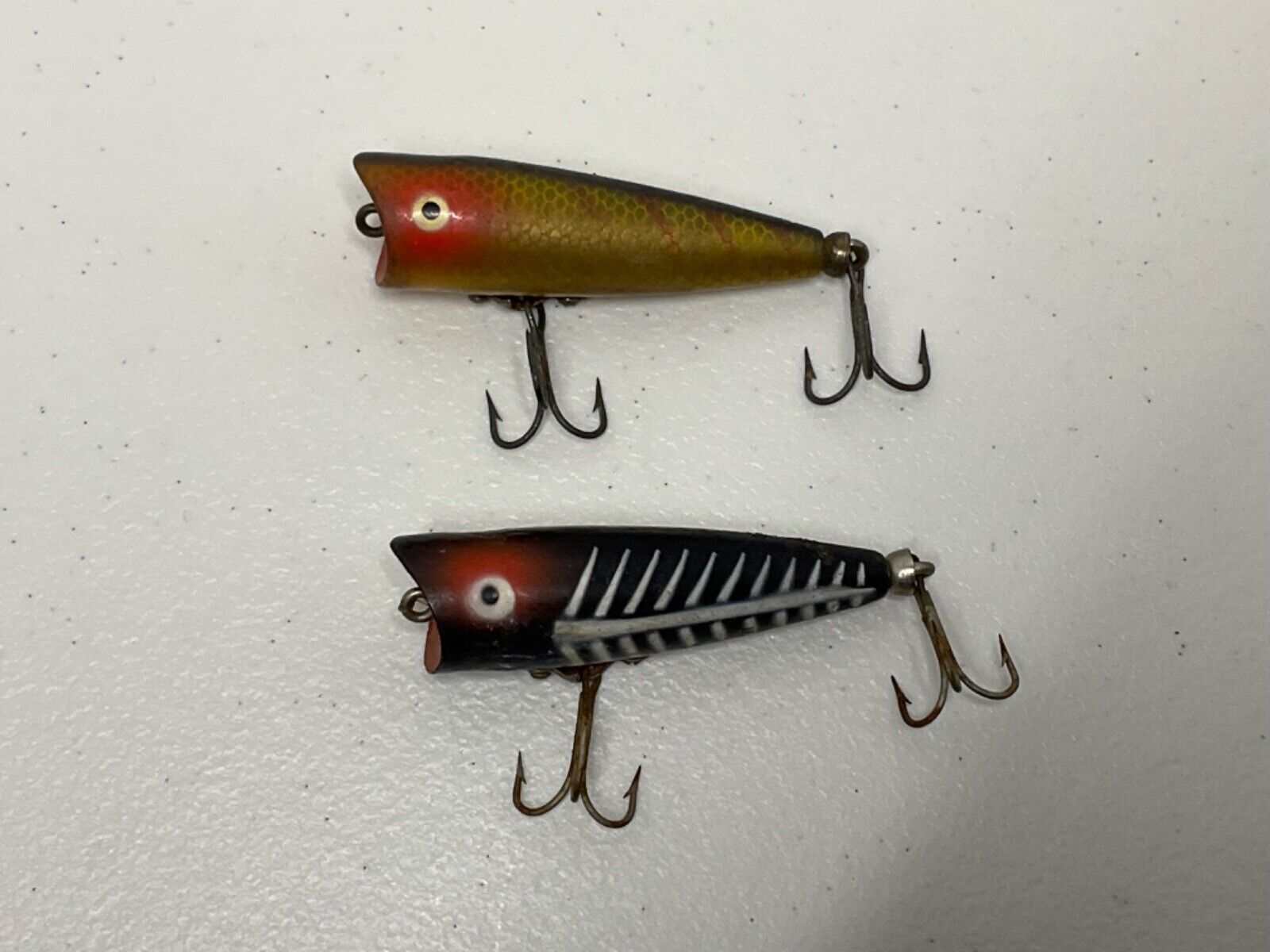 Primary image for Lot Of 2 Vintage Heddon Tiny Chugger Fishing Lures 2.25" Long