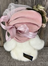 Vintage 1988-2001 The Boyds Collection White Bear With Pink/Green Velvet Hat 10" - $8.91