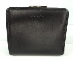 Women&#39;s Men&#39;s COACH Black Genuine Leather Bi-Fold Wallet w/ Change Pocket - £23.32 GBP