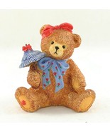 Bronson Collectibles 1995 Sitting Girl Bear Parasol Heart on Foot Bow Fi... - $7.50