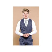 Men 3pc European Vested Suit WESSI by J.VALINTIN Extra Slim Fit JV17 Navy Blue image 6