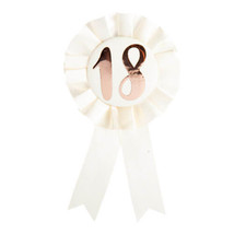 Birthday Rose Gold on White Rosette Badge - 18th - £13.03 GBP