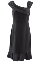 Nanette Lepore Black Textured Lace Trim Lined Dress Sz 6 - $14.01