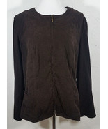 JM Collection Womens Jacket Plus Size 22W Brown Velvet Long Sleeve Coat ... - £11.94 GBP
