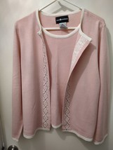 Vintage Sag Harbor Womens L Sweater Light Pink Soft Sequins Grannychic - £11.45 GBP