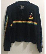 Disney Crop Pullover Quarter Zip Rainbow Sweater - £10.65 GBP