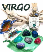 VIRGO Zodiac Gift Set of Roller Bottle + Crystals + Incense ~ Astrology Wicca - £33.45 GBP