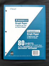 Mead 4/5 inch Quadrille Graph Paper Wireless Neatbook Notebook 80 Sheets... - $9.49