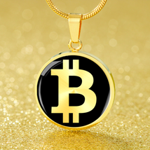  BTC  Necklace Stainless Steel or 18k Gold Circle Pendant 18-22&quot; - £34.13 GBP+