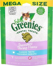Greenies Feline Adult Natural Dental Care Cat Treats, Succulent Shrimp Flavor, - £7.65 GBP