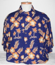 XL Aloha Hut Hawaii Mens Shirt 54&quot; Blue Orange Floral Tropical - £7.82 GBP