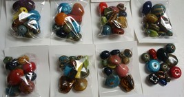 12 Assorted Chinese ceramic plain and mottled beads hand painted beads GBS095 - £2.28 GBP