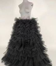 Black Full Fluffy Gown Skirt Custom Plus Size Women Tulle Prom Party Maxi Skirt image 4