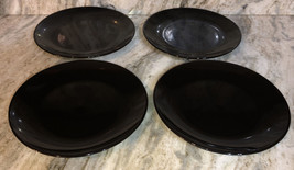 Royal Norfolk Black 10 1/2” Stoneware Dinnerware Plates Set Of 4-NEW SHI... - $59.28
