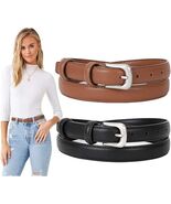 SUOSDEY 2 Pack Womens Skinny Leather Belt Solid Color Waist Belt with Pi... - €18,74 EUR
