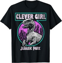 Jurassic Park Distressed Clever Girl Purple Raptor Print Black T-Shirt s... - $337.42 MXN