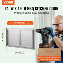 VEVOR BBQ Access Door, 34W x 19H Inch Double Outdoor Kitchen Door, Stain... - $103.55