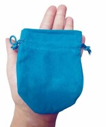 10 Velvet Jewelry Bags  Turquoise Drawstring Tie Jewelry POUCH Duster BAG - $14.85