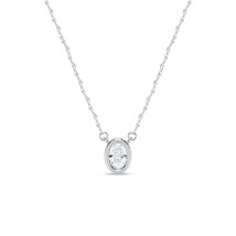 14k White Gold 0.12Ct TDW Lab Created Oval Diamond Solitaire Pendant Necklace - £275.21 GBP