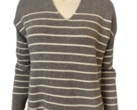 Philosophy Gray and White Striped V Neck Long Sleeve Pullover Sweater Si... - $14.24