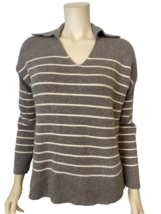Philosophy Gray and White Striped V Neck Long Sleeve Pullover Sweater Si... - £11.35 GBP