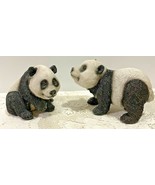 Pandas Figurines Lot of 2 Resin Wild Animals Black White Standing Sittin... - £19.51 GBP