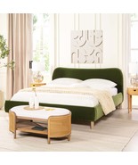 Olive Green Velvet King Platform Bed with Roman Headboard - $1,170.17 CAD