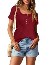 Topstype Women's Henley T-Shirt Short Sleeve Dark Red Size XXL - $71.58 MXN Topstype Women's Henley T-Shirt Short Sleeve Dark Red Size XXL - $71.58 MXN