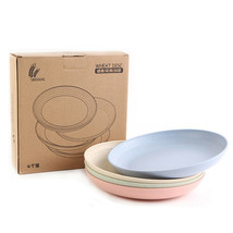 4pcs/set Unbreakable Wheat Straw Dinner Plates Dishes Tableware Tray 7.9&quot; Dish - £15.92 GBP