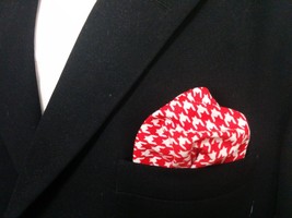POCKET SQUARE COLORS Houndstooth Hanky Red, Lavender, or Black and White... - $11.50